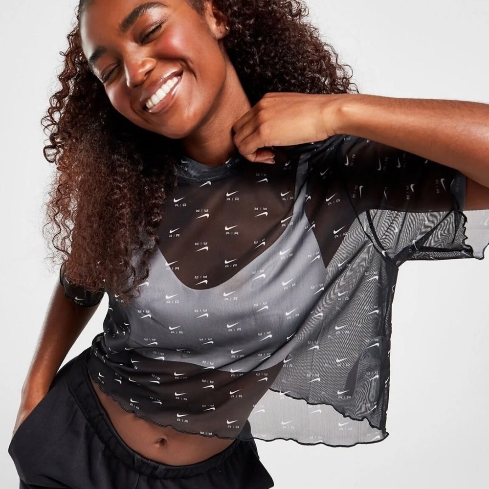 NWT Nike Air mesh all-over print crop top in black XS or S